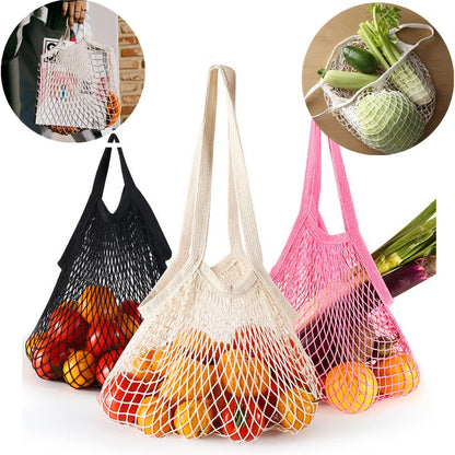 Reusable Cotton Mesh Grocery Bags – Washable Organic Tote for Fruits, Vegetables & Daily Shopping