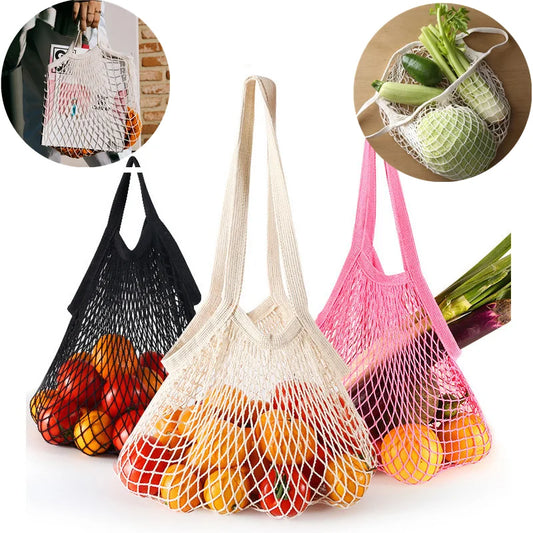 Reusable Cotton Mesh Grocery Bags – Washable Organic Tote for Fruits, Vegetables & Daily Shopping