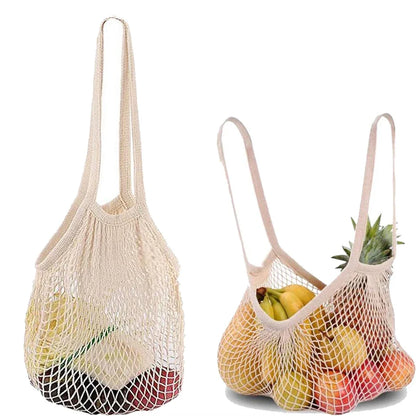 Eco-Friendly Reusable Cotton Mesh Tote Bags – Washable Grocery & Market Bags for Fruits, Vegetables, and Daily Shopping (1/2pcs)