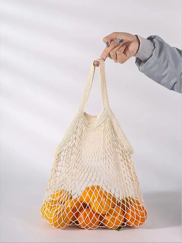Eco-Friendly Reusable Cotton Mesh Tote Bags – Washable Grocery & Market Bags for Fruits, Vegetables, and Daily Shopping (1/2pcs)