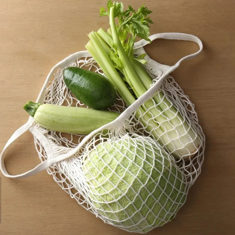 Reusable Cotton Mesh Grocery Bags – Washable Organic Tote for Fruits, Vegetables & Daily Shopping