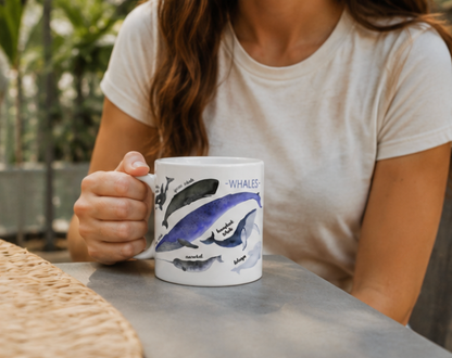Whale Art Mug – 11 oz Ceramic Coffee Mug | Ocean & Wildlife
